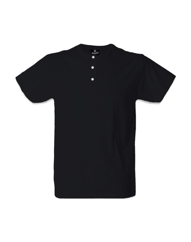 CAMISETA CON BOTONES RECYCLED AZUL MARINO